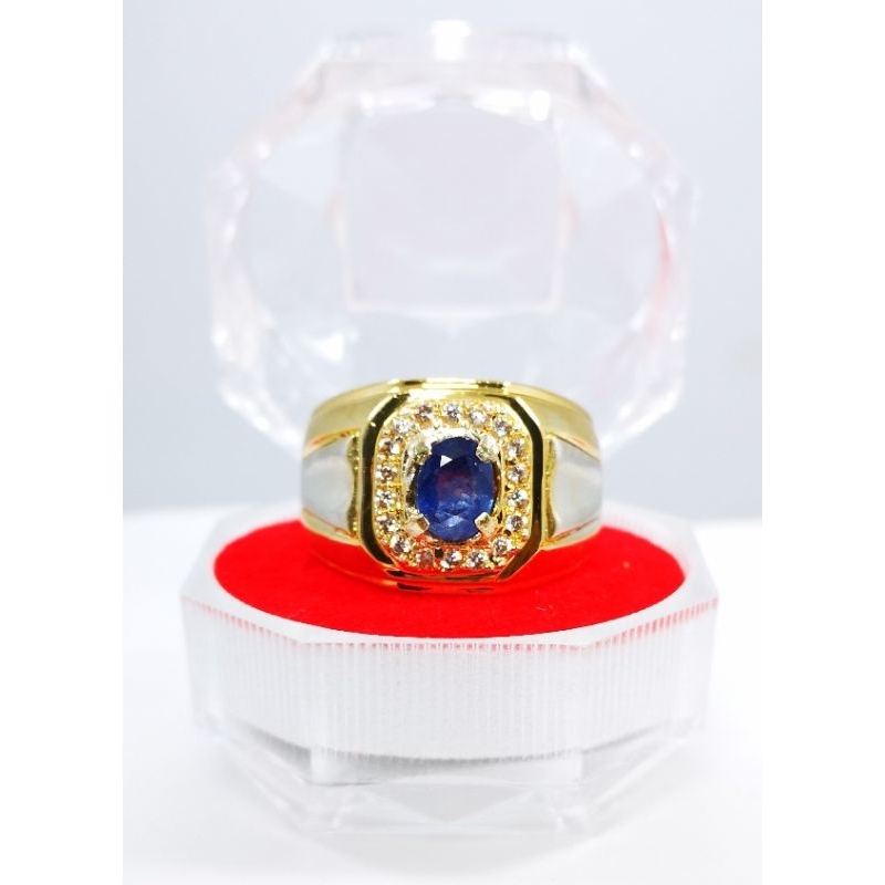 COD BATU CINCIN BLUE SAFIR PRIA WANITA ASLI NATURAL SIAP PAKAI RING PERAK BANGKOK CHROOME DOFF