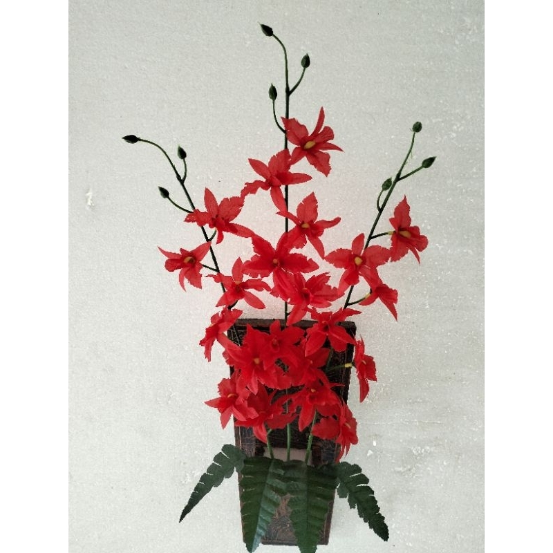anggrek katalia artificial set pot tempel kayu / anggrek katalia murah / anggrek katalia hiasan dind