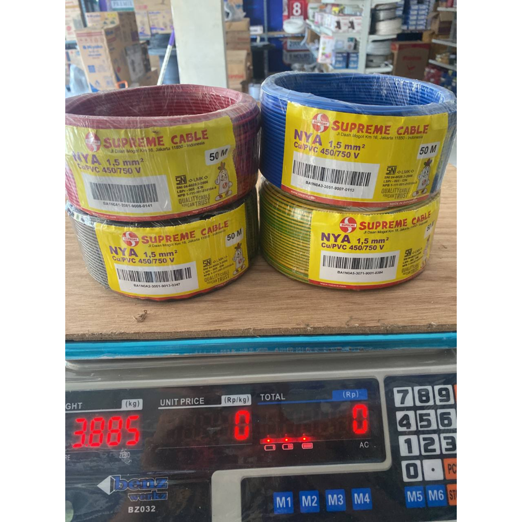 Kabel NYA Supreme 1,5mm panjang 50meter kabel tembaga murni SNI LMK