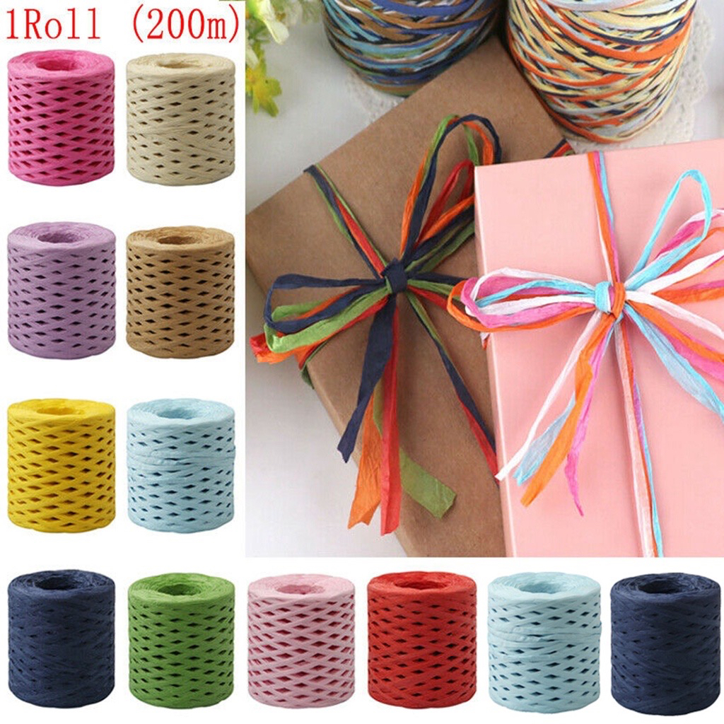 

gk Tali Kertas Rajut Rafia Paper Rope Yarn Knitting Tas Bag Hat Flower Packing Hampers Handcraft DIY