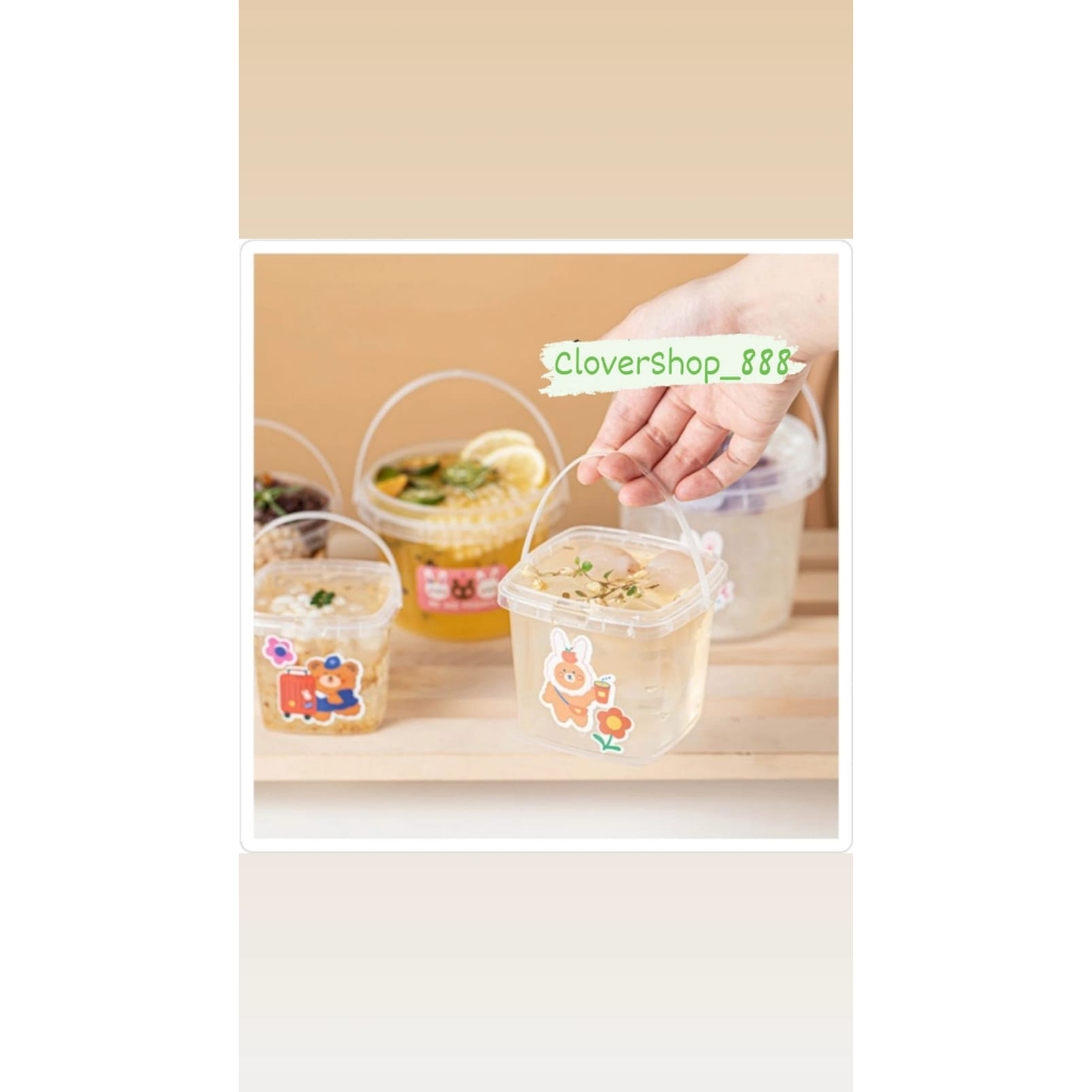 10pcs 300ML Dessert Box / Dessert Box Ember + Tutup / Jar ember Handle 300ml / Jar Ember Dessert Min