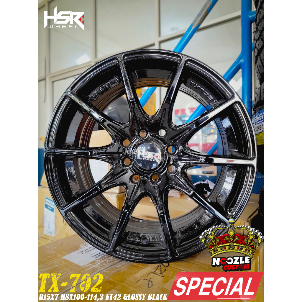 Velg Mobil HSR Ring 15 Warna Hitam Baut 4 Pelek Racing Ring 15 Lubang 4