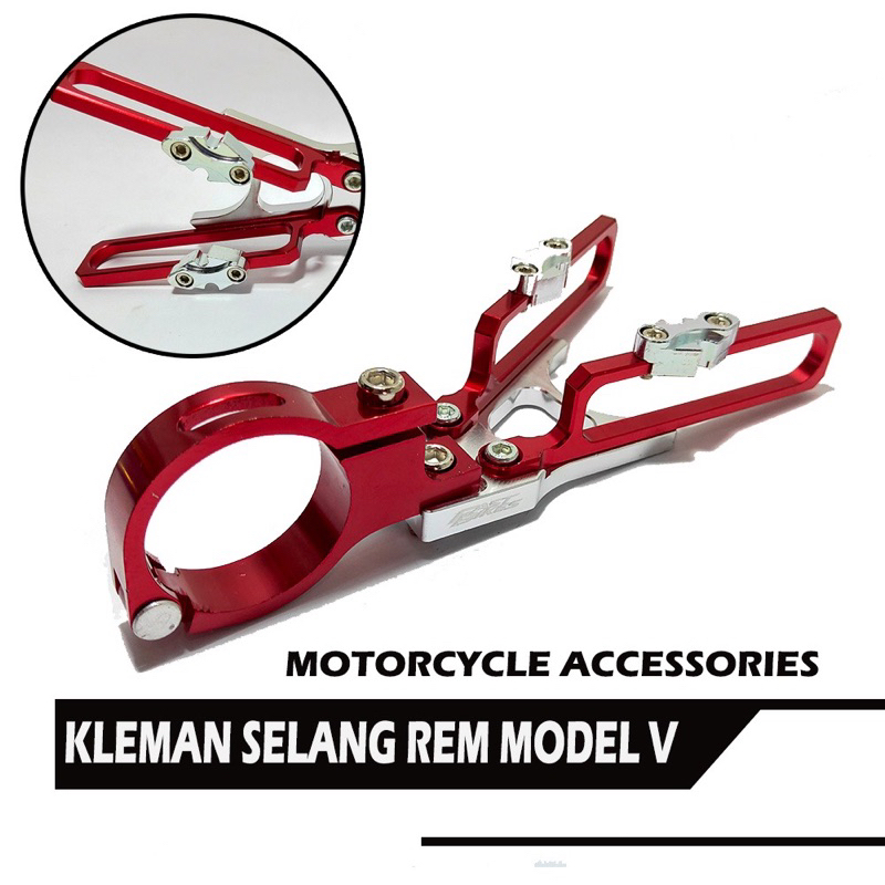 Kleman Selang Rem-Jepitan Selang Rem Depan Model V Full CNC - Klem Slang Universal Semua Motor Beat,