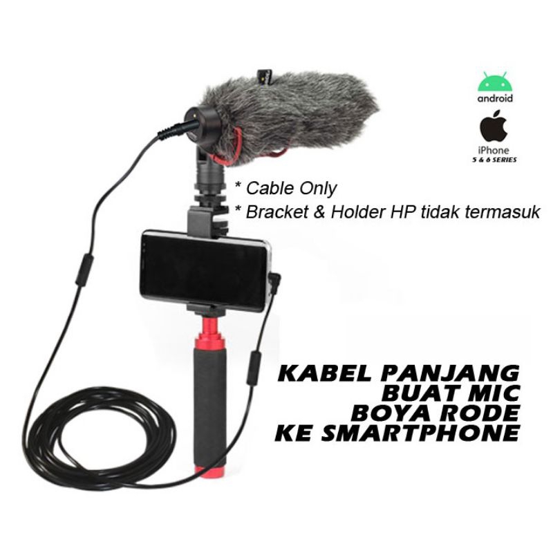 Kabel Panjang 2 m for Boya MM1 Rode Videomic Go ke Android Smartphone - Rode VideoMicro - Boya MM 1