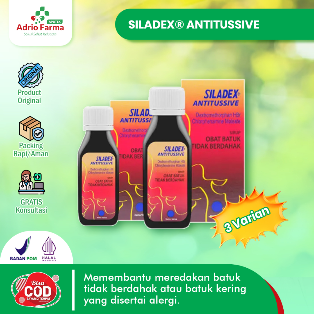 SILADEX - ANTITUSSIVE Sirup @ 30ml 60ml 100ml - Meringankan Gejala Batuk - Obat Batuk Tidak Berdahak