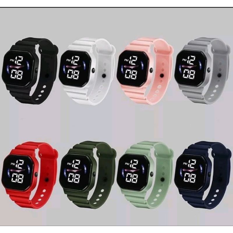 Jam Tangan LED Digital Pria Wanita Couple Murah Grosir Jam Tangan Rubber Petak