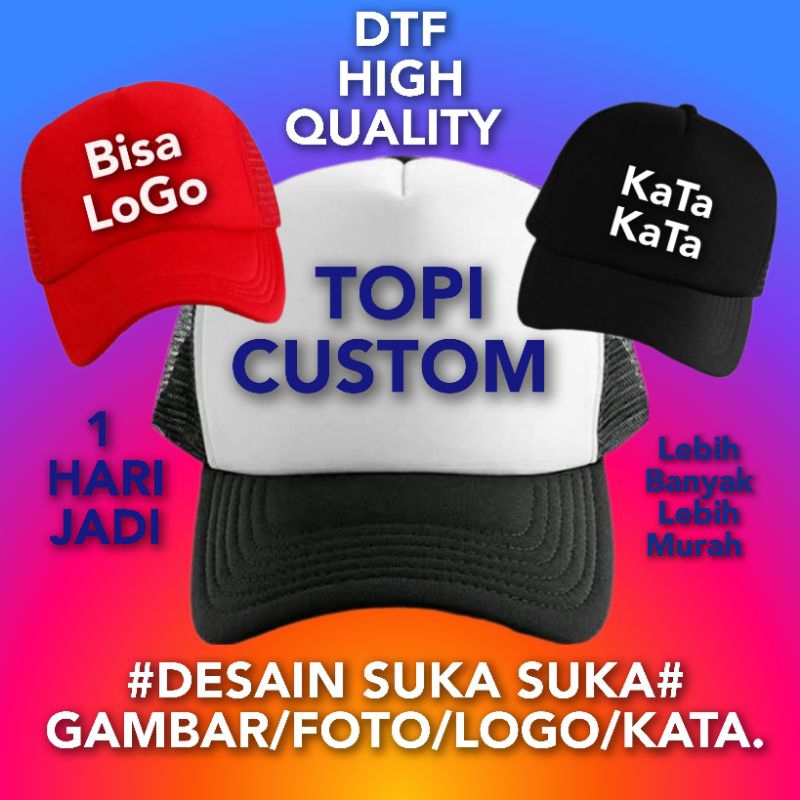 Topi Custom/Topi Jaring Custom/Topi Jaring/Topi Polos/Topi Partai