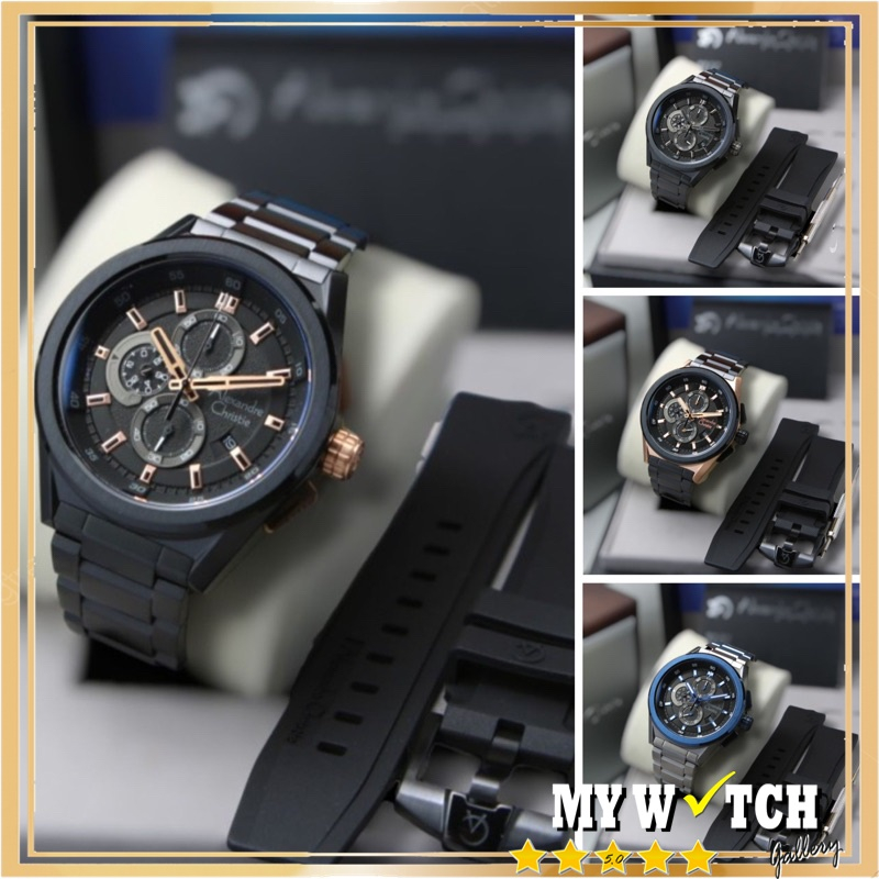 Jam Tangan Alexander Christie Pria AC 6654 Rantai Anti Air original terbaru mewah 2023