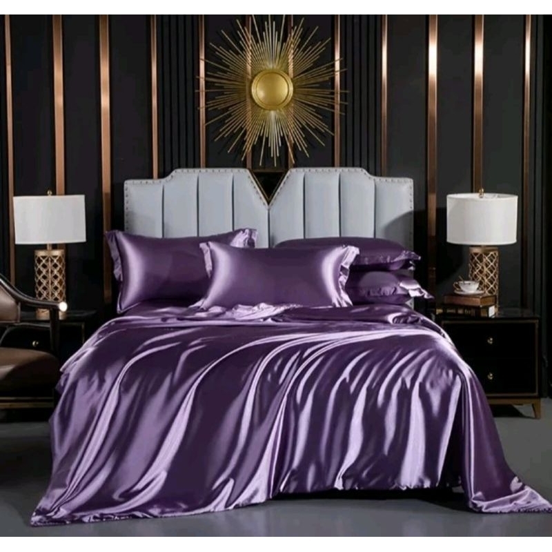 Bedcover Set Sprei Satin Premium UK 100x200 Single Size/Sprei Satin No.3/Sprei Anti Geser