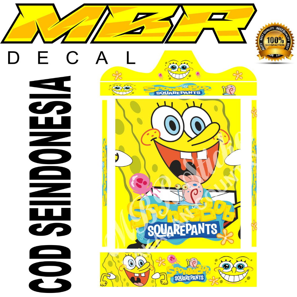 STIKER SANGKAR MOTIF SPONGBOB,,STIKER DECAL SANGKAR KOTAK KOPER COD