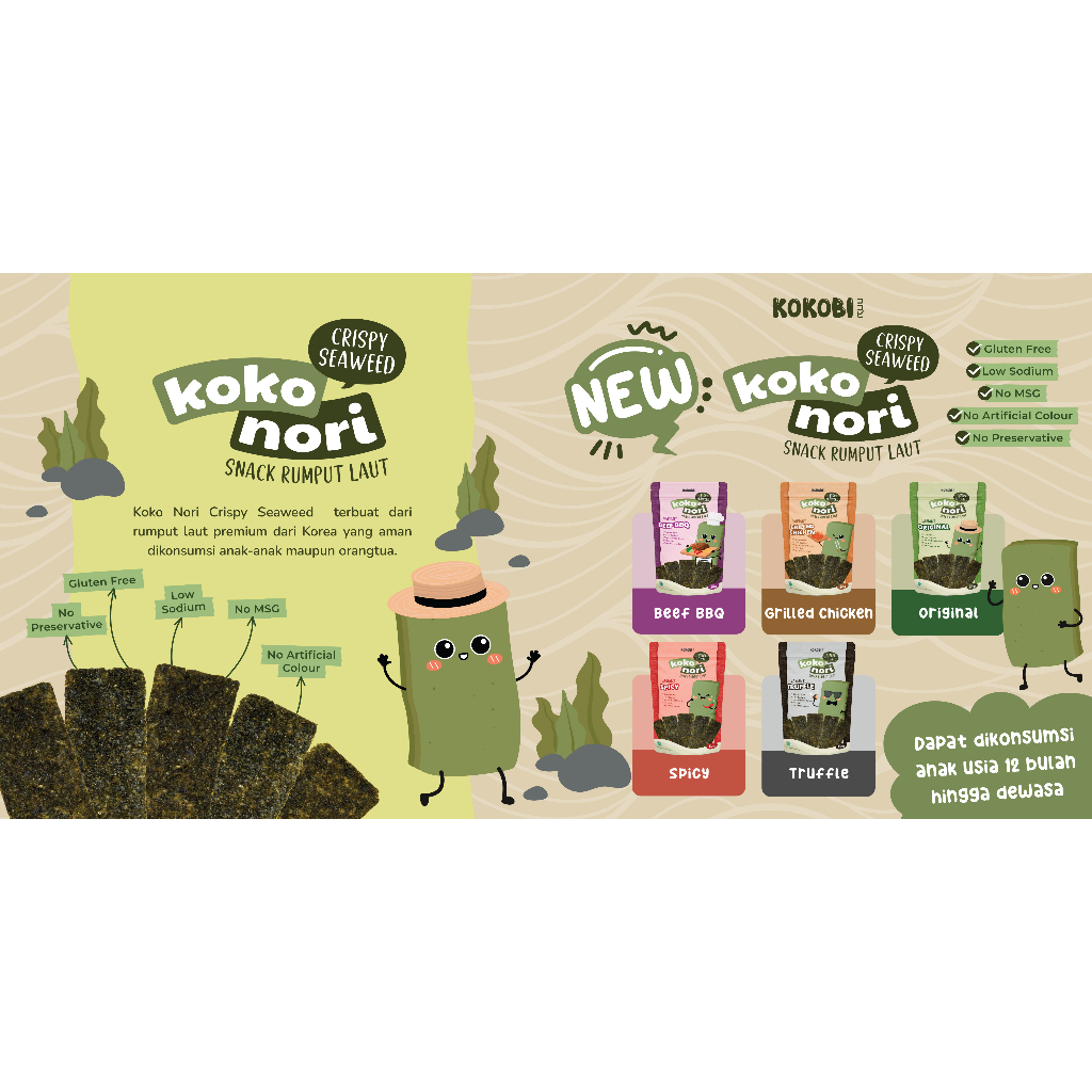 

bGF Koko Nori Crispy Seaweed 20gr - Kokobi Snack Rumput Laut Sehat