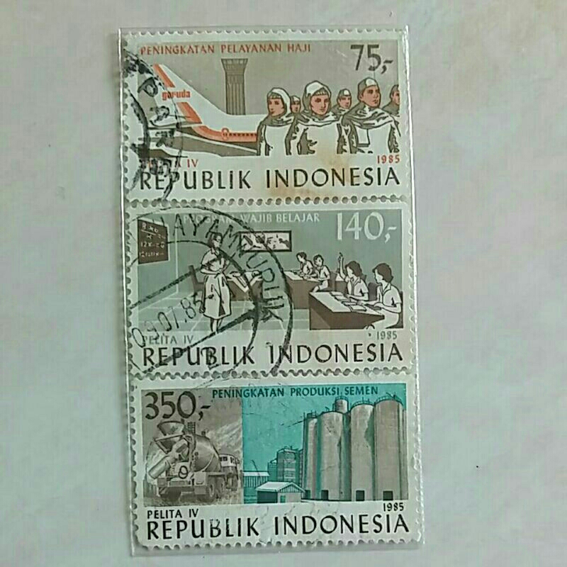 

(AB) Perangko Indonesia 1985 Pelita IV set lengkap 3pcs Used