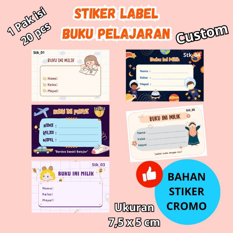 

STIKER MAPEL/STIKER BUKU PELAJARAN/LABEL MAPEL CUSTOM