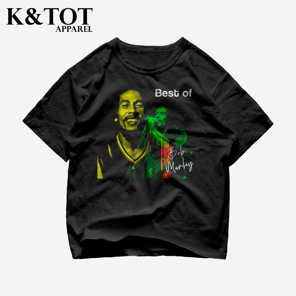 KNTOT - KAOS BAJU BEST OF BOB MARLEY REGGAE | TSHIRT OVERSIZE VINTAGE HITAM BOOTLEG - PRIA WANITA DE