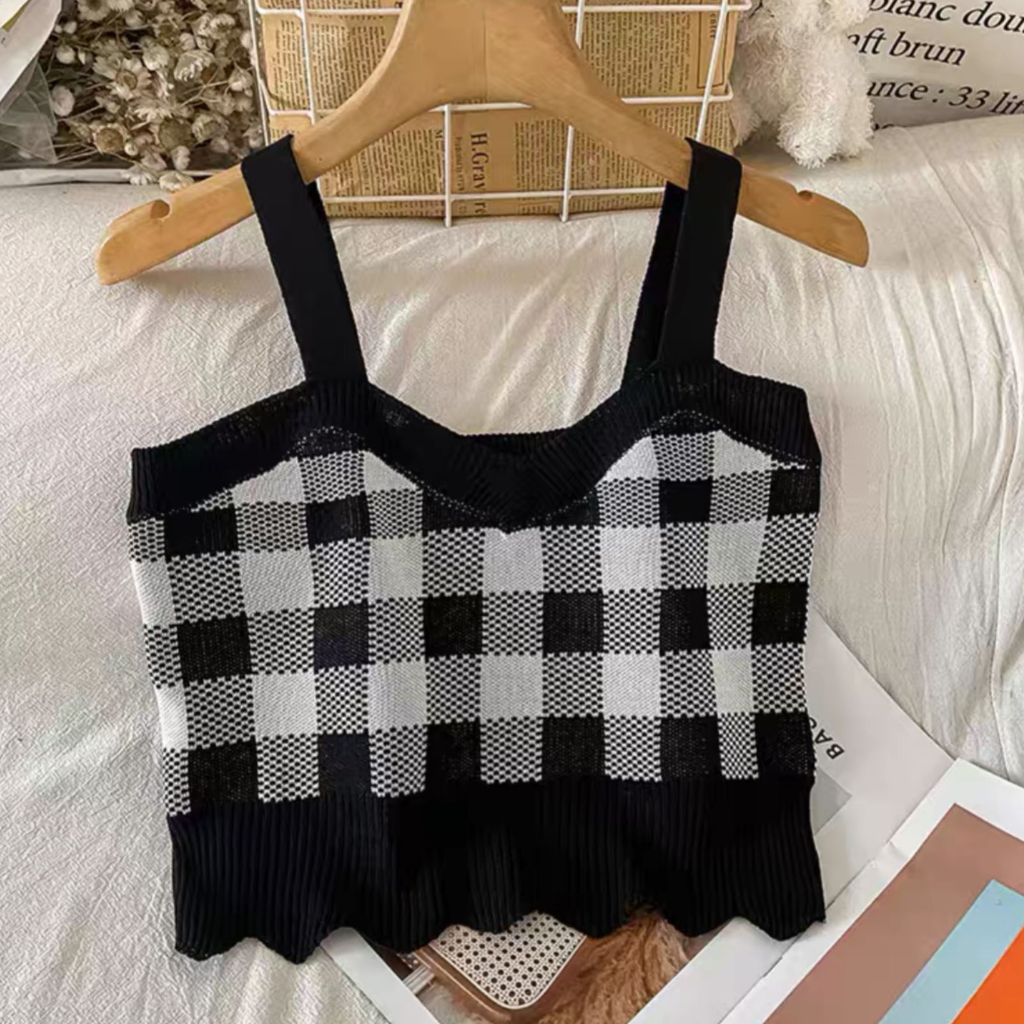 Tengtop rajut lengan tali 6489 / tengtop wanita / tengtop korea / tengtop cantik kekinian / tengtop 