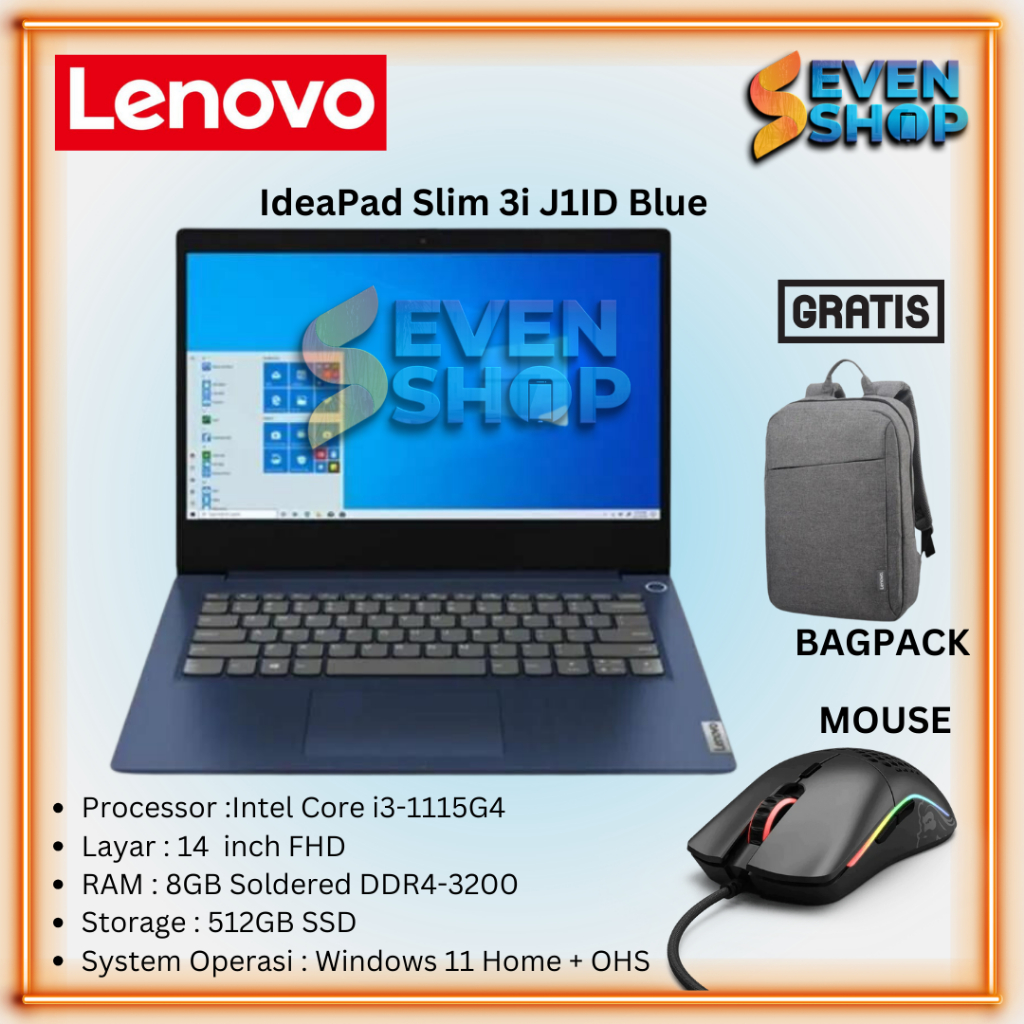 LAPTOP LENOVO IdeaPad Slim 3i J1ID Blue / IdeaPad Slim 3i J2ID Grey