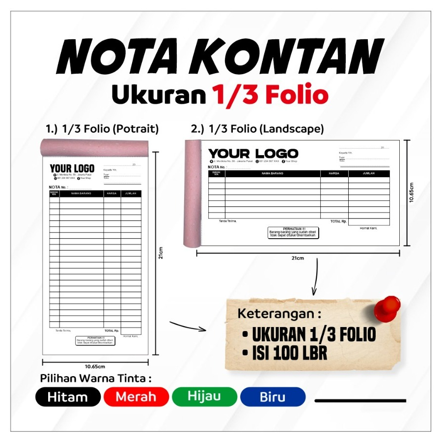 

CETAK NOTA KONTAN 1 PLY UK 1/3 F