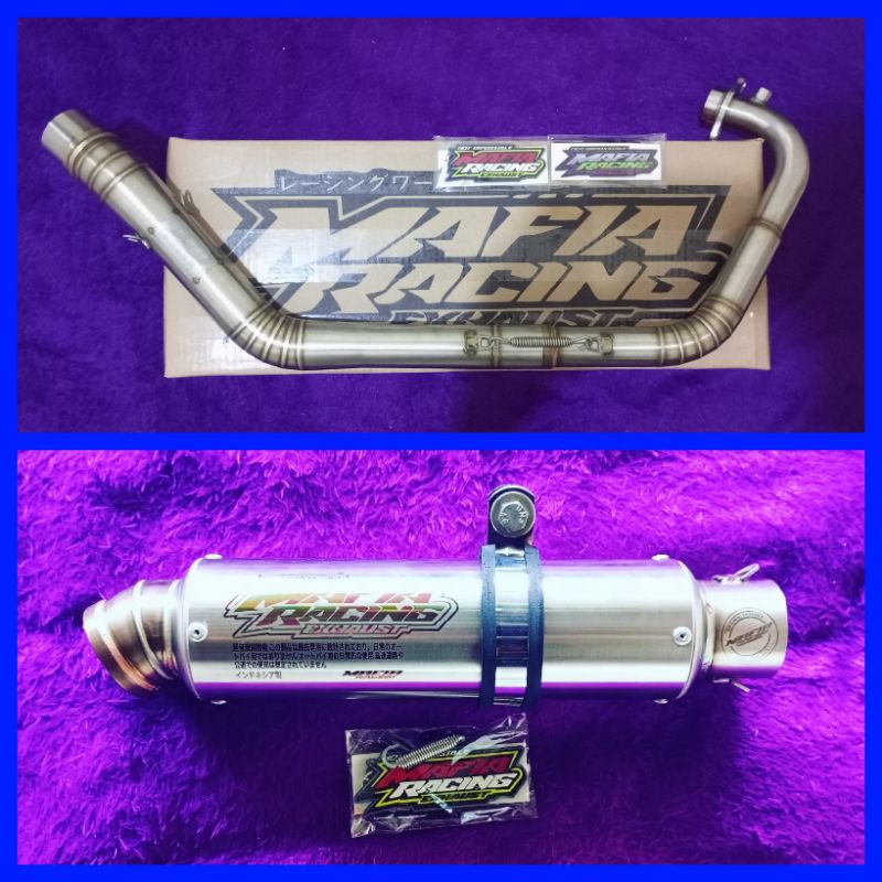 knalpot original MAFIA racing exhaust PNP satria Fu injeksi model road race, full set silincer tipe 