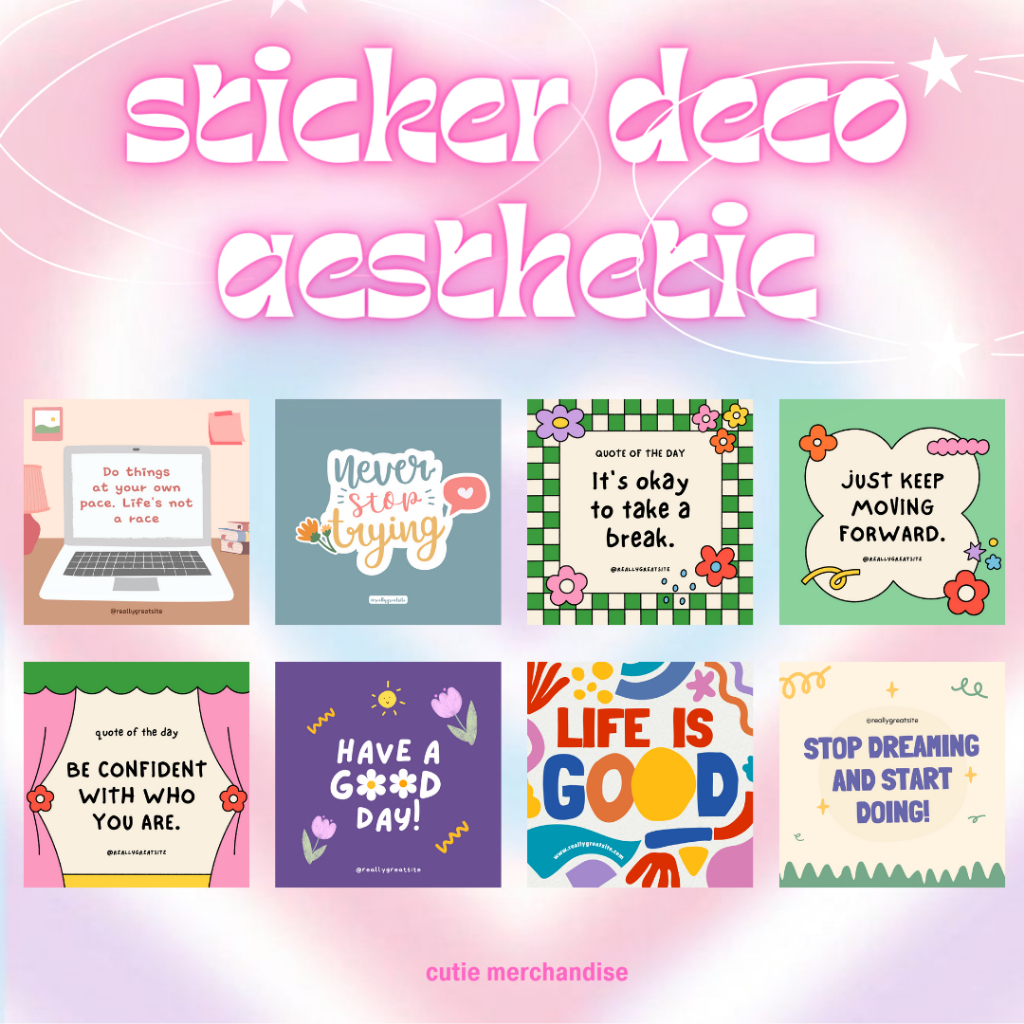 

[35 PCS] STICKER DECO ALA SELKOR STICKER AESTHETIC QUOTES STIKER LUCU