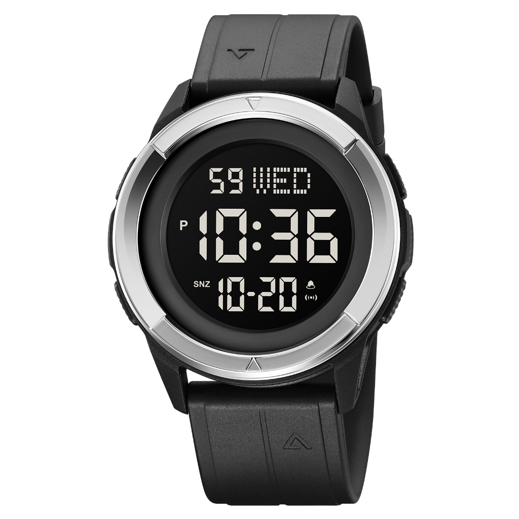 SKMEI 2047 Jam Tangan Pria Digital Sport Watch Anti Air 5 Bar MGOS-Silver Hitam