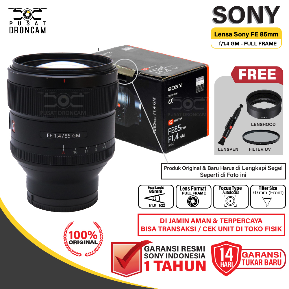 Sony FE 85mm f1.4 GM Lensa Sony FE 85 mm f/1.4 GM Original Resmi