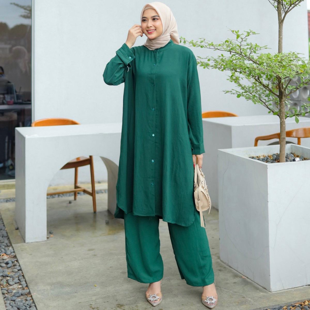 SETELAN JUMBO ONESET WANITA JUMBO XXL-XXXXL POLOS CRINKLE AIRFLOW PREMIUM LD 130 ATASAN TUNIK CELANA