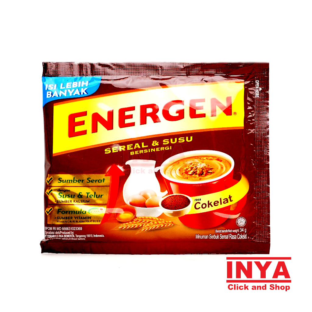 

Energen Sereal & Susu Cokelat 34gr Sachet - Minuman Serbuk Sereal - Cereal