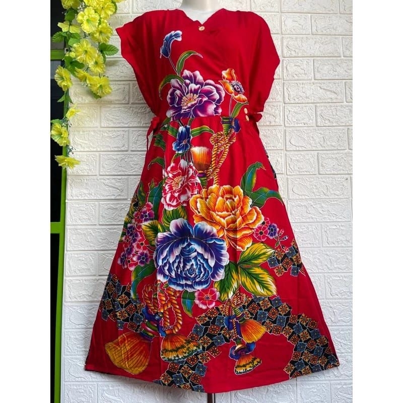 SA BISA COD DS SELEMPANG KUB Daster Premium Batik Kencana Ungu Asli Original Label Biru Model Kimono