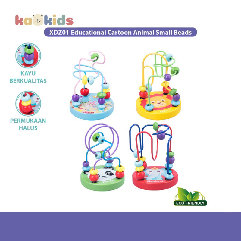 Kaokids Educational Cartoon Animal Small Beads / Round Beads Wire Maze Game / Mainan Alur Kawat Kecil / Mainan Hitung Anak