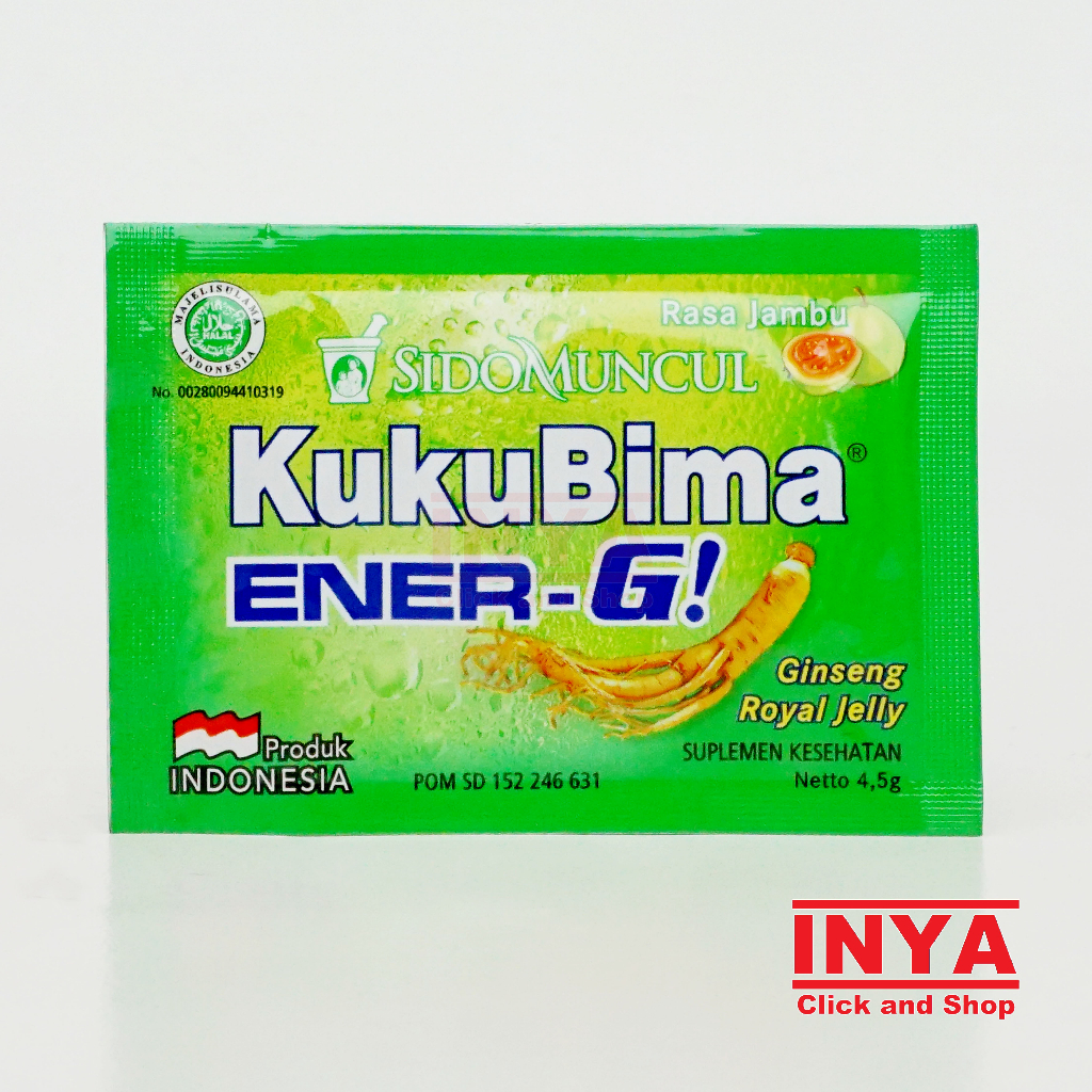 

Kuku Bima Ener-G Gingseng Royal Jelly Rasa Jambu 4.5gr Sachet - Minuman Energi Bubuk - Energy Drink Powder