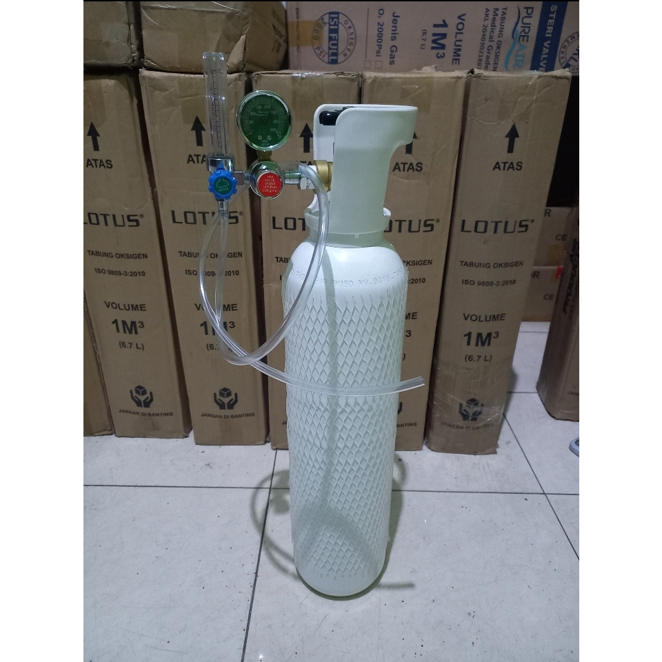 Tabung Oksigen Packing Ikan + Regulator Selang