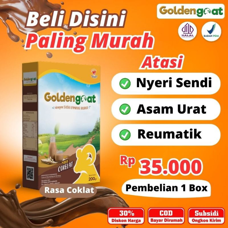 

1 BOX GOLDENGOAT SUSU KAMBING ETAWA BUBUK RASA COKELAT BERKUALITAS ATASI NYERI TULANG SENDI LUTUT PINGGANG ASAM URAT SESAK NAFAS ASMA BATUK MENAHUN PARU-PARU