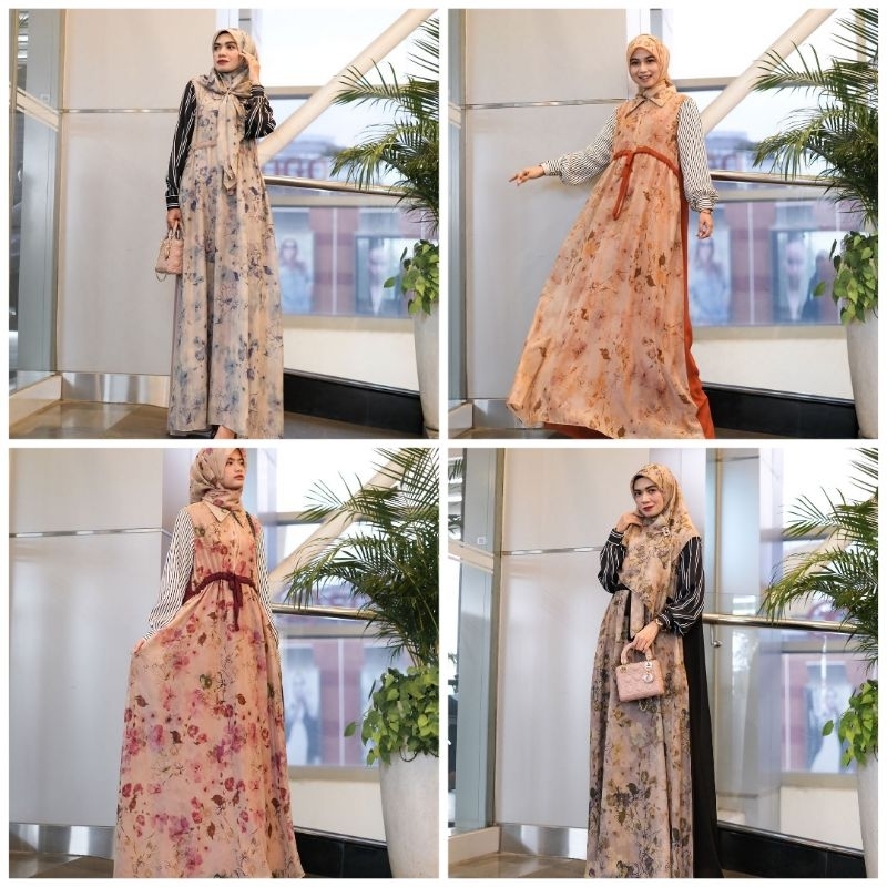 Naura dress set kerudung segi empat