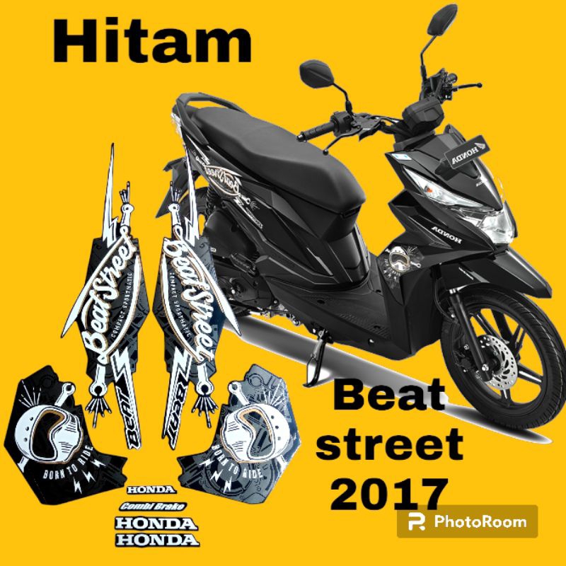 striping honda beat street 2017 hitam, lis body motor beat street 2017 hitam