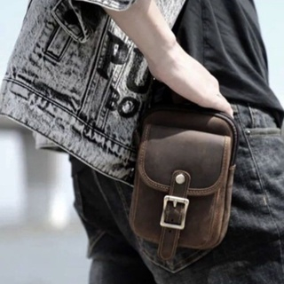 Tas Hp Pinggang Pria Asli Kulit Original - Waistbag Kulit Asli Crazy Horse