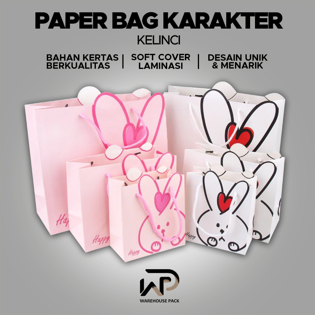 

Paper Bag Karakter Kelinci | Paper Bag Karakter | Paper Bag Rabbit | Tas kado Hampers Ulang Tahun