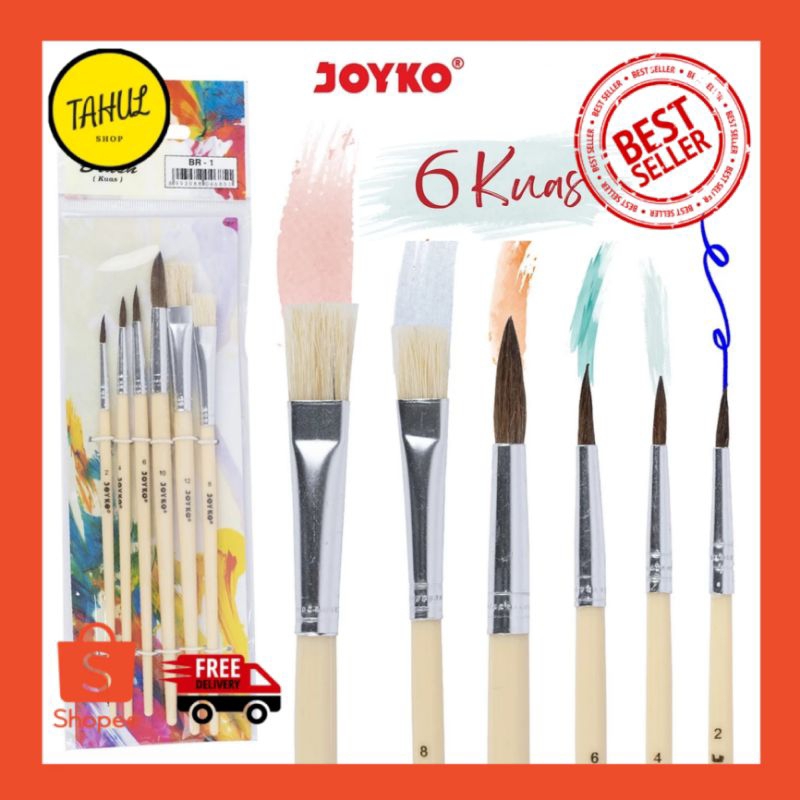 

1 Set !!! 6 pcs Brush Kuas Cat Air Lukis Acrylic Joyko BR-1