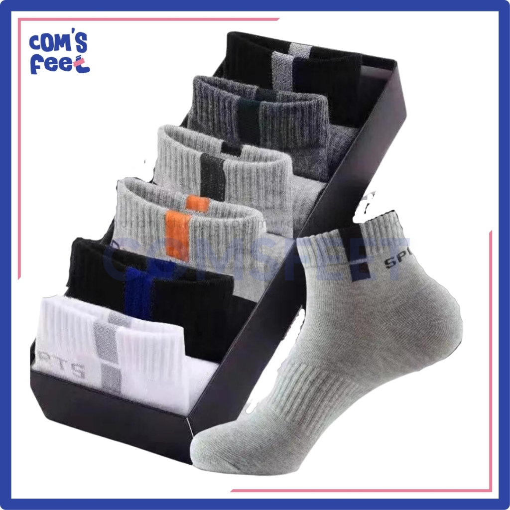 COMSFEET - 3 Pasang Kaos Kaki Olahraga Pendek Sport / Kaos Kaki Sport Pria Wanita Dewasa Bisa Mix Warna