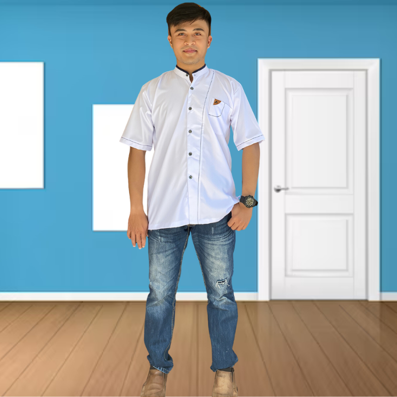 NEW KOKO DEWASA LENGAN PENDEK ANAKA BAJU KOKO MUSLIM PRIA PAKAIN MUSLIM PRIA PUTIH BERSIH