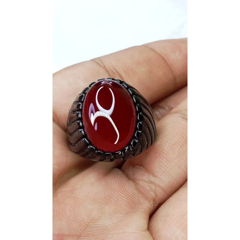 batu cincin merah ring titanium