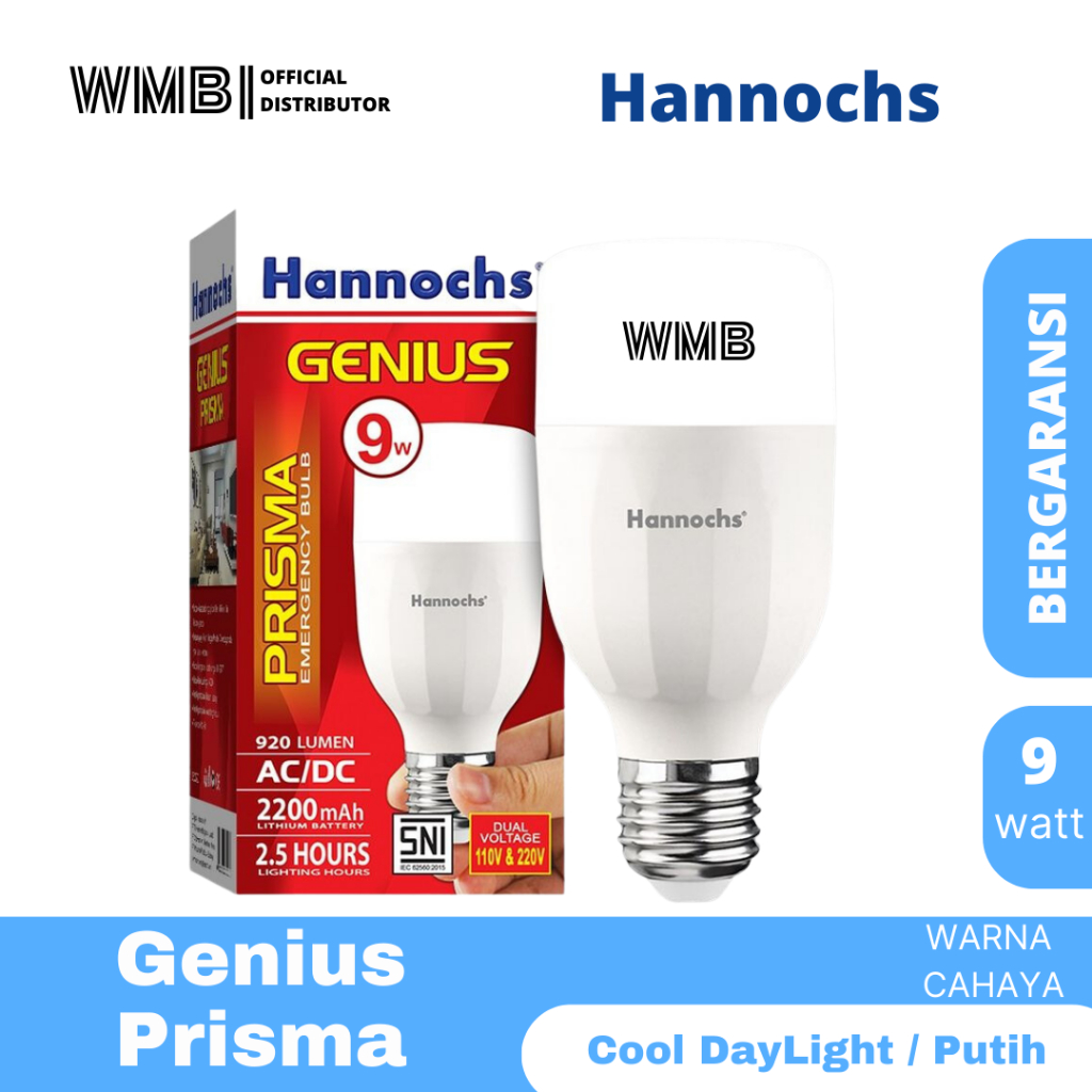 Lampu Hannochs AC/DC Genius Prisma LED 9,11,14 W/Watt CDL-Putih
