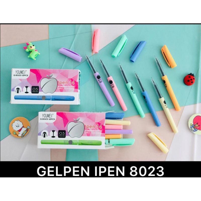 

Apik! Youmei Pulpen Bolpoin Bollpoin Gel Pen Apel Fancy Karakter V-tro