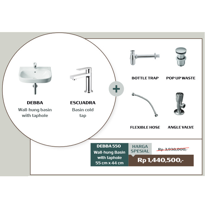 TERLARIS PROMO ROCA WASTAFEL DEBBA 55 X 44 WASTAFEL GANTUNG