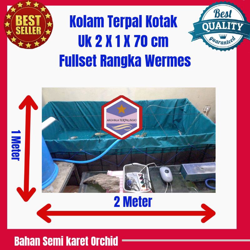 kolam terpal kotak Fullset rangka Wermes UK 2 x 1 x 70