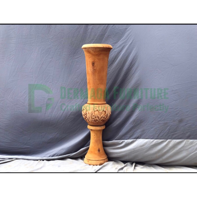 VAS BUNGA POLOS KAYU MAHONI VAS PELAMINAN DEKORASI BUNGA PELAMINAN DEKORASI MURAH DERMAGA FURNITURE 