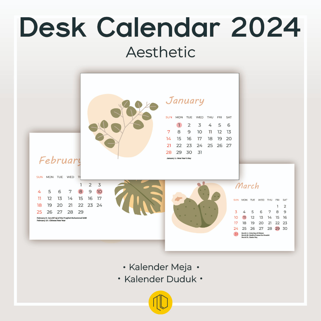 

KALENDER MEJA 2024 ESTETIK AESTHETIC / DESK CALENDAR 2024 / KALENDER DUDUK 2024 / WALL CALENDAR AESTHETIC 2024