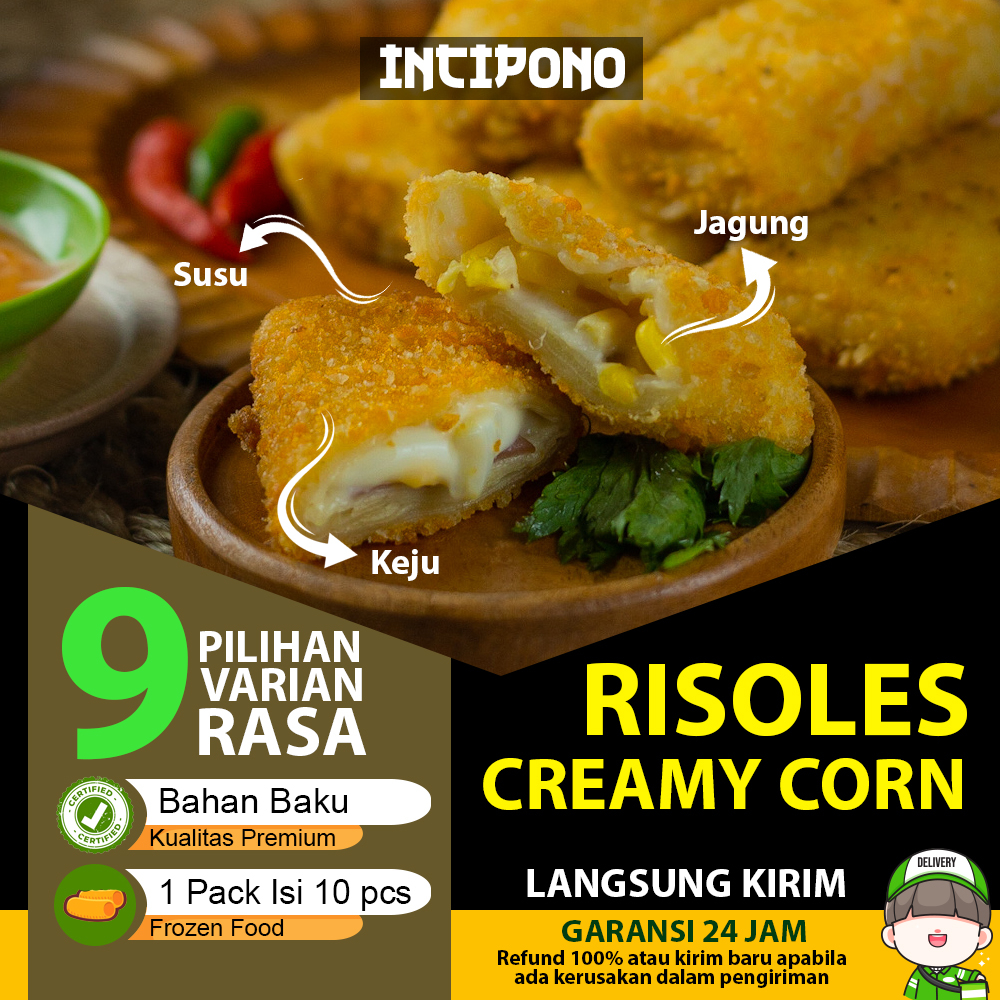 Incipono Risol Creamy Corn Frozen 1 Pack Isi 10 Pcs Risoles Jagung Susu Keju Frozen Food Halal Premi