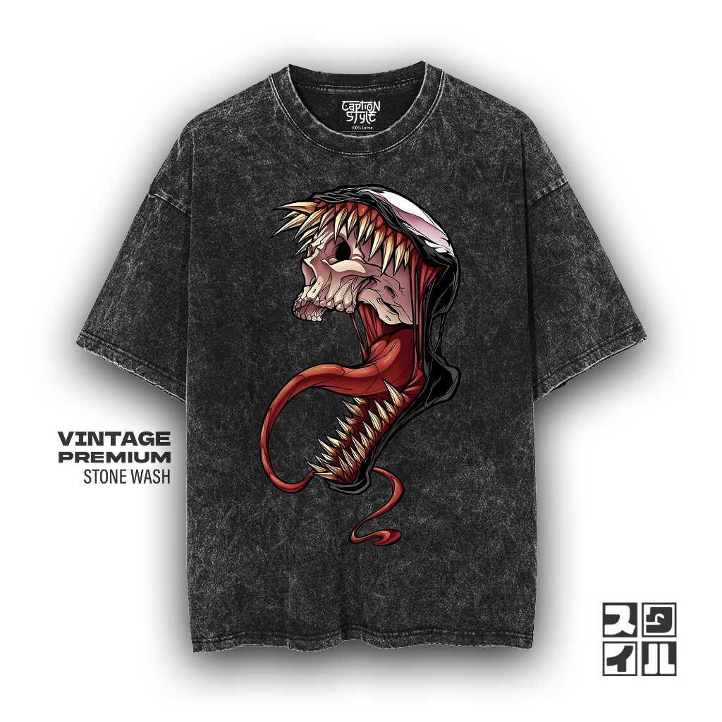 Caption'Style Baju Kartun Venom SKULLVENOM Kaos Stonewash | Kaos Oversize Wanita | Kaos Pria | Kaos 