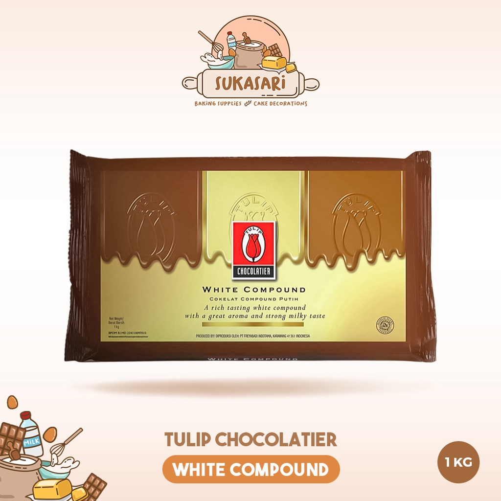 

Sukasari - Cokelat Batang Tulip Dark, White Chocolate Compound 1kg / DCC Blok / Cokelat Masak IK3