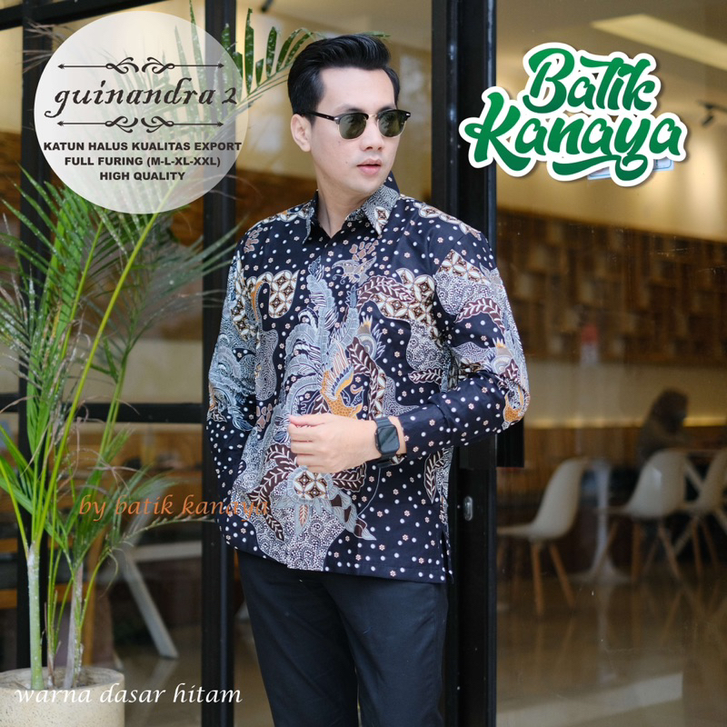 Guinandra2 Kemeja batik pria Berlapis Furing Bahan Katun ekspor